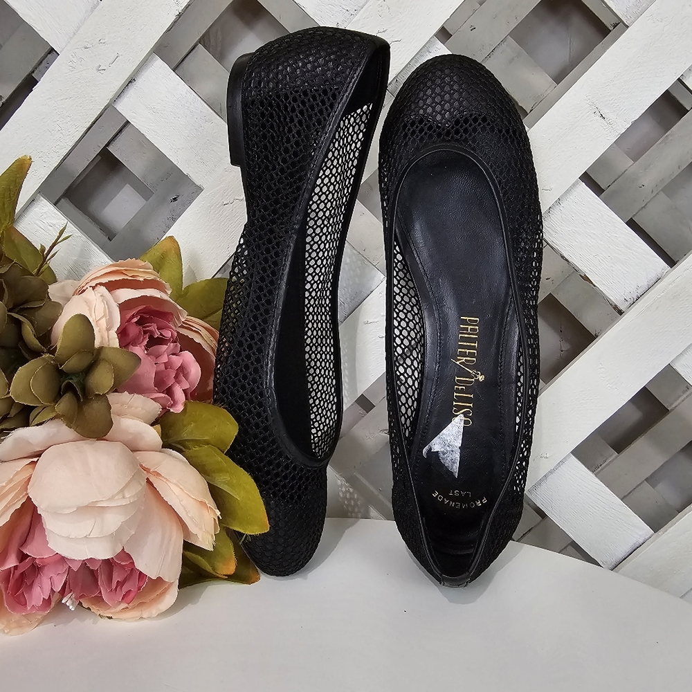Palter DeLiso Leather and Mesh Ballet Flats Size 38.5